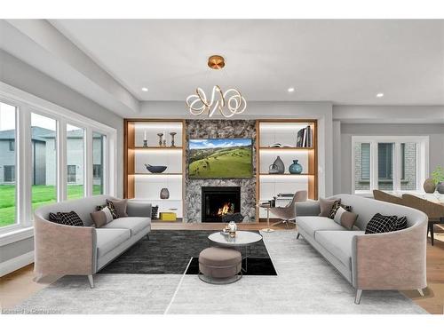 390 Southcote Road, Ancaster, ON - Indoor Photo Showing Living Room With Fireplace