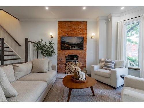 155 Catharine Street S, Hamilton, ON - Indoor Photo Showing Living Room With Fireplace