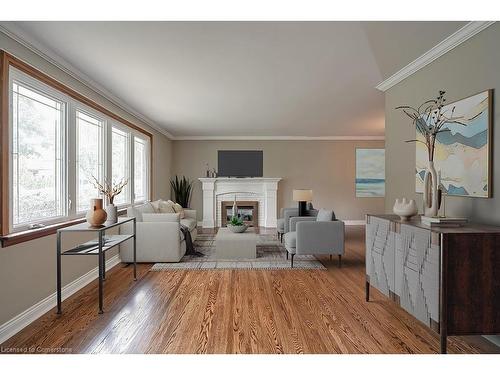 225 Wilton Street, Burlington, ON - Indoor Photo Showing Living Room With Fireplace