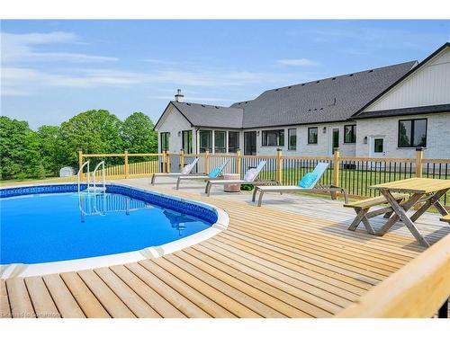 266 York Road, Caledonia, ON - Outdoor With Above Ground Pool With Deck Patio Veranda With Exterior