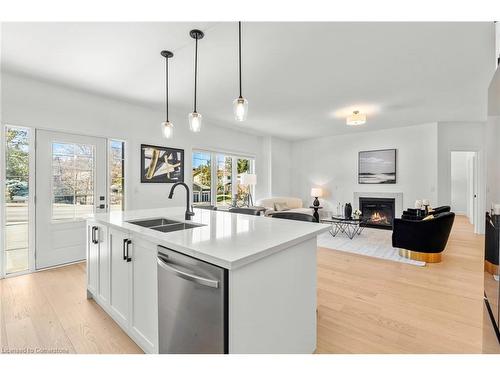 4 Santa Barbara Lane, Georgetown, ON - Indoor Photo Showing Kitchen With Fireplace With Double Sink With Upgraded Kitchen