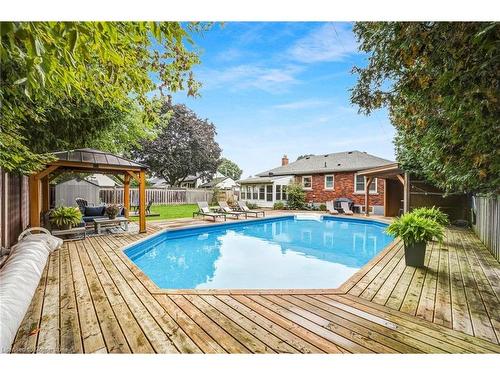 2061 Edinburgh Drive, Burlington, ON - Outdoor With Above Ground Pool With Deck Patio Veranda With Backyard