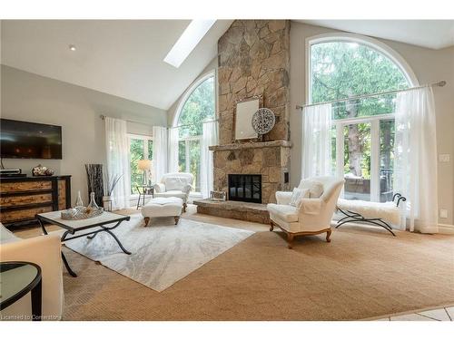 64 Nelson Street, Waterdown, ON - Indoor Photo Showing Living Room With Fireplace