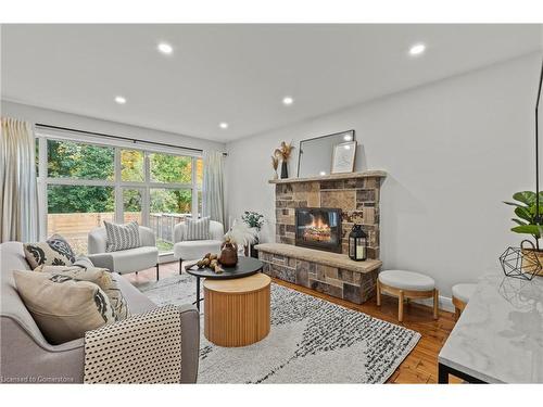 1383 Royal Drive, Burlington, ON - Indoor Photo Showing Living Room With Fireplace