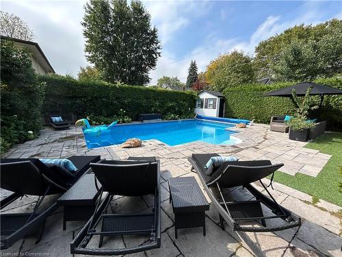 4195 Spruce Avenue, Burlington, ON - Outdoor With In Ground Pool With Deck Patio Veranda With Backyard