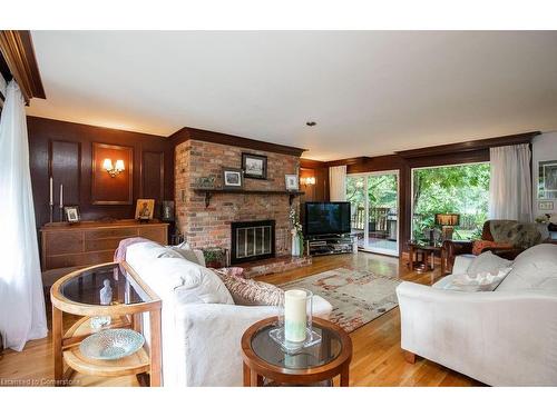 341 Clarendon Drive, Ancaster, ON - Indoor Photo Showing Living Room With Fireplace