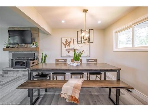 4315 Highway #6 Highway, Glanbrook, ON - Indoor Photo Showing Dining Room With Fireplace