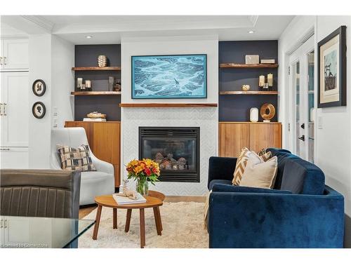 1432 Olga Drive, Burlington, ON - Indoor Photo Showing Living Room With Fireplace