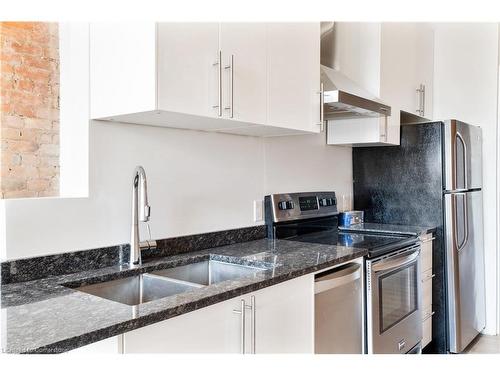 1-187 King Street E, Hamilton, ON - Indoor Photo Showing Kitchen With Double Sink