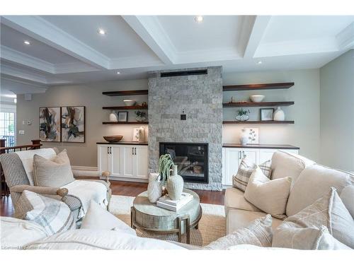 1016 North Shore Boulevard E, Burlington, ON - Indoor Photo Showing Living Room With Fireplace