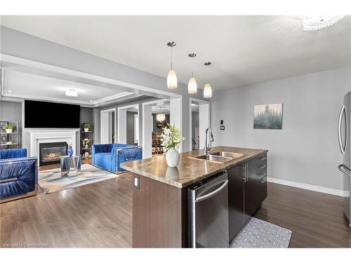 14 Carroll Lane Lane, Brantford, ON - Indoor Photo Showing Kitchen With Fireplace With Double Sink