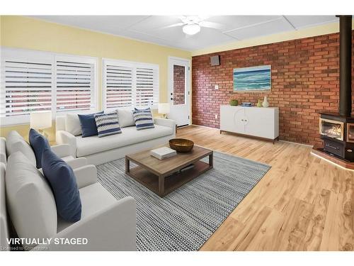 48 Debora Drive, Grimsby, ON - Indoor Photo Showing Living Room With Fireplace