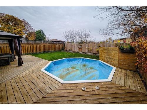 51 Branthaven Drive, Hamilton, ON - Outdoor With Above Ground Pool With Deck Patio Veranda With Backyard