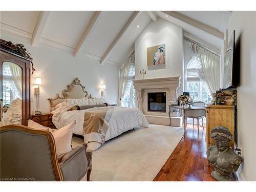 5 Jerseyville Road W, Ancaster, ON - Indoor Photo Showing Bedroom With Fireplace