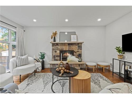 1383 Royal Drive, Burlington, ON - Indoor Photo Showing Living Room With Fireplace