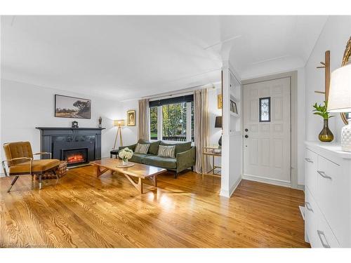 8 Desjardins Avenue, Dundas, ON - Indoor Photo Showing Living Room With Fireplace