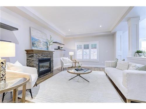 23 Blackburn Lane, Hamilton, ON - Indoor Photo Showing Living Room With Fireplace