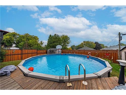 417 East 43Rd Street, Hamilton, ON - Outdoor With Above Ground Pool With Deck Patio Veranda With Backyard