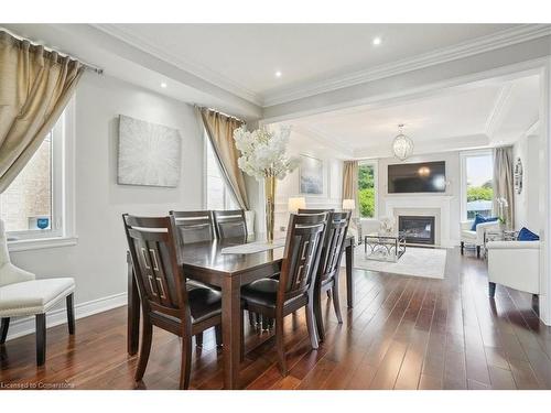 8 Felicia Court, Hamilton, ON - Indoor Photo Showing Dining Room With Fireplace