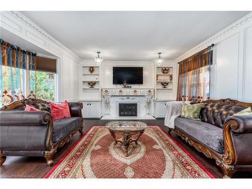 28 Stonegate Drive, Ancaster, ON - Indoor Photo Showing Living Room With Fireplace