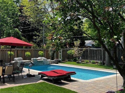 5247 Spruce Avenue, Burlington, ON - Outdoor With In Ground Pool With Deck Patio Veranda With Backyard