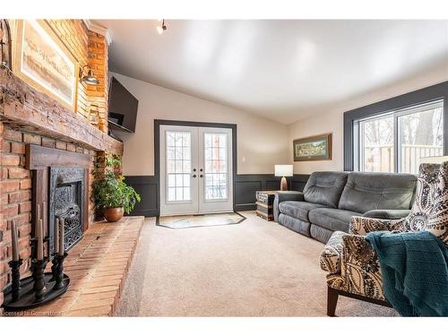 1304 Brock Road, Flamborough, ON - Indoor Photo Showing Living Room With Fireplace