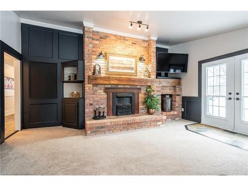 1304 Brock Road, Flamborough, ON - Indoor Photo Showing Living Room With Fireplace