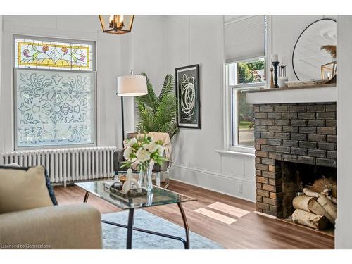 89 Lynden Road, Flamborough, ON - Indoor Photo Showing Living Room With Fireplace