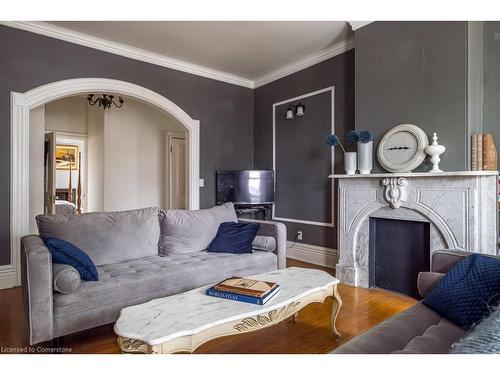 347 Queen Street S, Hamilton, ON - Indoor Photo Showing Living Room With Fireplace