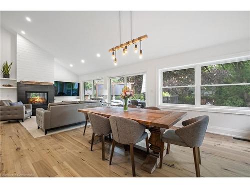 799 Cranston Court, Burlington, ON - Indoor Photo Showing Dining Room With Fireplace