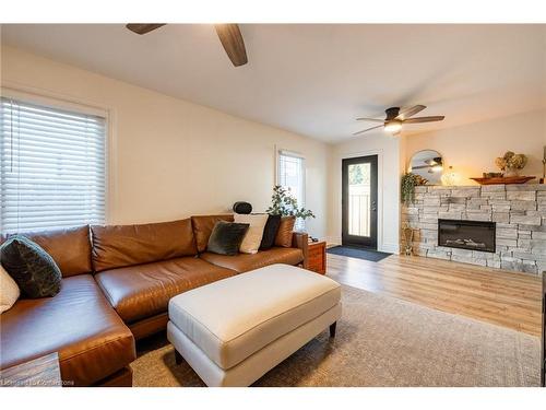 182 Huxley Avenue S, Hamilton, ON - Indoor Photo Showing Living Room With Fireplace