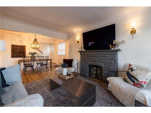 182 Huxley Avenue S, Hamilton, ON - Indoor Photo Showing Living Room With Fireplace