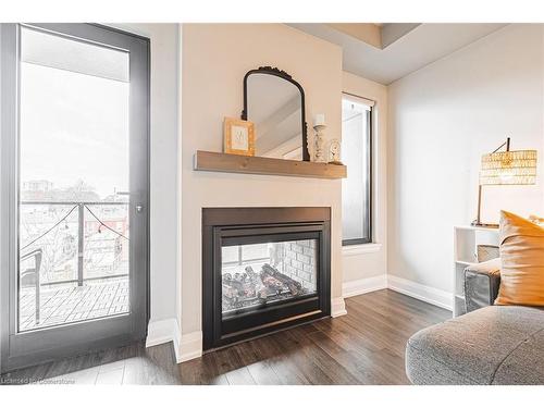 402-181 James Street N, Hamilton, ON - Indoor Photo Showing Living Room With Fireplace