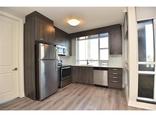 603-150 Main Street W, Hamilton, ON - Indoor Photo Showing Kitchen With Stainless Steel Kitchen