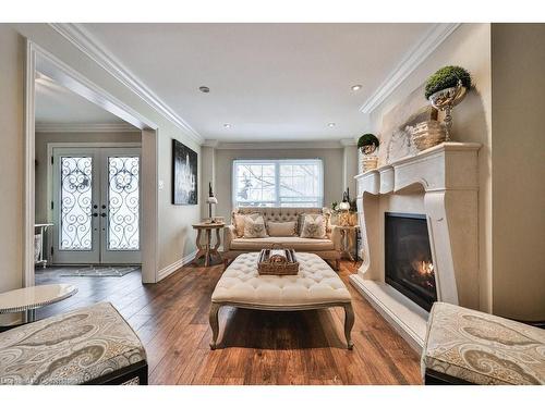 2215 Vista Drive, Burlington, ON - Indoor Photo Showing Living Room With Fireplace