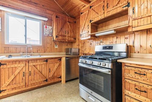 217 Gibson Avenue, Hamilton, ON - Indoor Photo Showing Kitchen With Double Sink