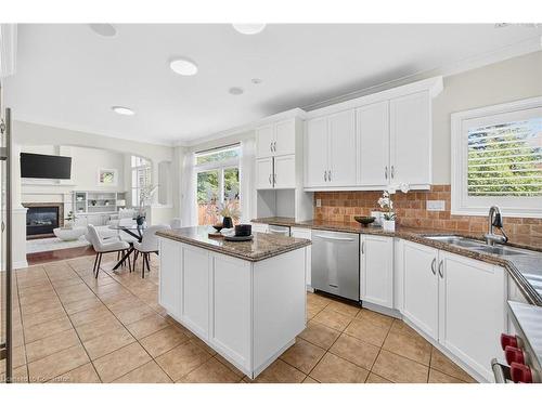 3322 Fox Run Circle, Oakville, ON - Indoor Photo Showing Kitchen With Fireplace With Double Sink