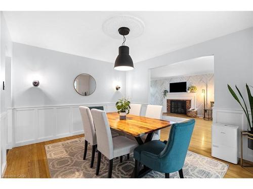 296 Edgehill Drive, Kitchener, ON - Indoor Photo Showing Dining Room With Fireplace