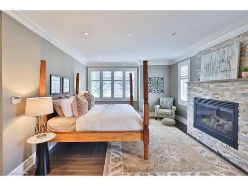 2229 Lakeshore Road, Burlington, ON - Indoor Photo Showing Bedroom With Fireplace