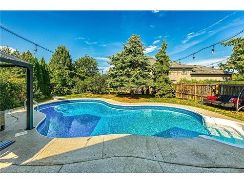 201 Jones Road, Stoney Creek, ON - Outdoor With In Ground Pool With Backyard