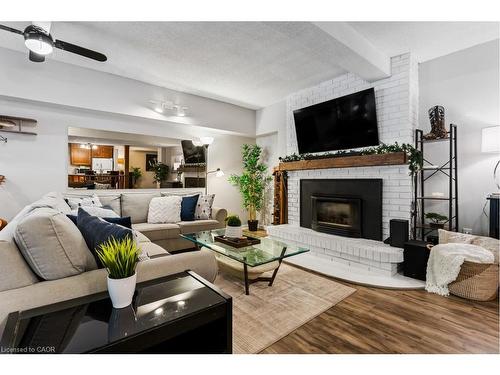 196 Dundas Street E, Waterdown, ON - Indoor Photo Showing Living Room With Fireplace