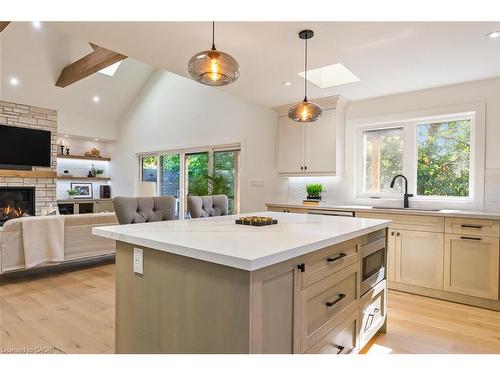 2282 Fairleigh Place, Burlington, ON - Indoor Photo Showing Kitchen With Fireplace