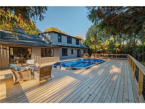 877 Kingsway Drive, Burlington, ON - Outdoor With Above Ground Pool With Deck Patio Veranda