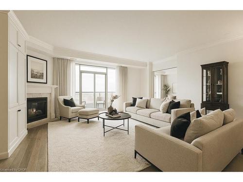 807-1900 The Collegeway, Mississauga, ON - Indoor Photo Showing Living Room With Fireplace