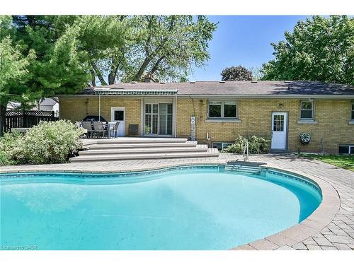 128 Oneida Boulevard, Ancaster, ON - Outdoor With In Ground Pool With Deck Patio Veranda With Backyard