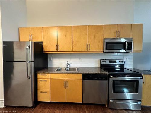 310-200 Stinson Street, Hamilton, ON - Indoor Photo Showing Kitchen With Stainless Steel Kitchen With Double Sink