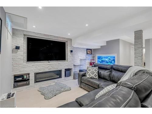 8 Keewaydin Street, Waterdown, ON - Indoor Photo Showing Living Room With Fireplace