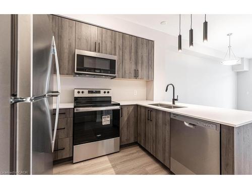 406-120 Springvalley Crescent, Hamilton, ON - Indoor Photo Showing Kitchen With Stainless Steel Kitchen With Double Sink With Upgraded Kitchen