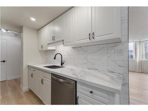 905-120 Duke Street, Hamilton, ON - Indoor Photo Showing Kitchen With Double Sink