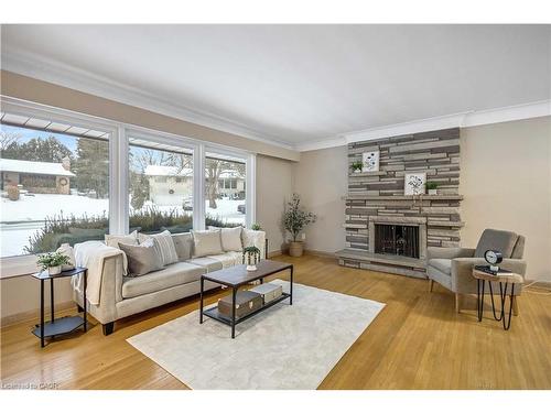626 Iroquois Avenue, Ancaster, ON - Indoor Photo Showing Living Room With Fireplace